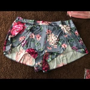 Victoria Secrets Satin Blue Floral PJ Shorts(M,XL)